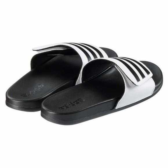 Adidas Slides Slipper Sandals Black & White 10M / 11W New NWT - Picture 3 of 10